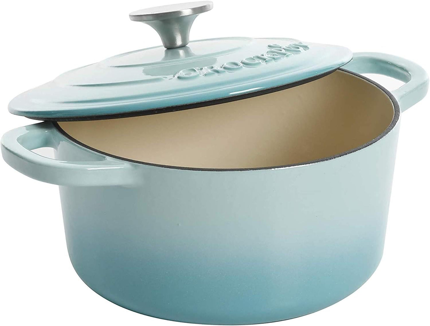 3 Quart Enameled Cast Iron Dutch Oven – Aqua - Curated Catalog Q7